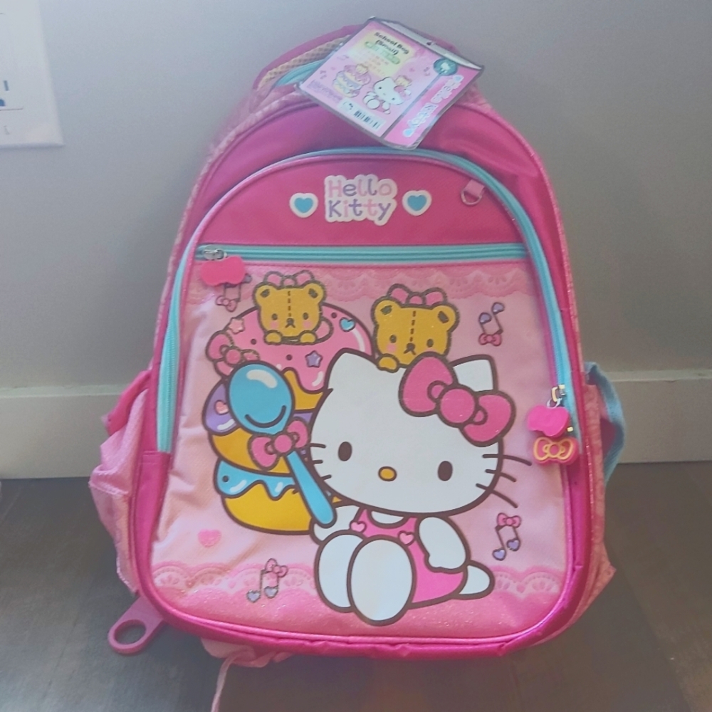 Hello Kitty Kawaii School Backpack Anime Glittery Donut Colorful